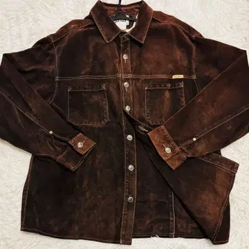 컨디션 최상 워시앤웨어 가죽 자켓 XL 로고 버튼 브라운