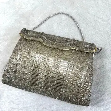 [새상품급] 루미하시모토 비즈 파티 백 실버 가마구치 성인식 결혼식