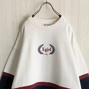 엑스걸 원포인트 자수 로고 멀티 컬러 맨투맨 트레이닝복