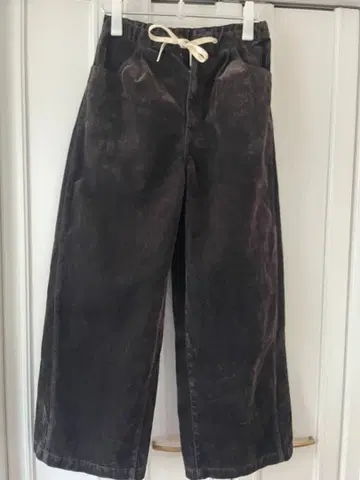 다크 그레이 와이드 팬츠 허리밴딩