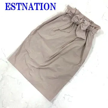 에스트네이션 무릎 기장 스커트 베이지 나일론 100% 38 C4113