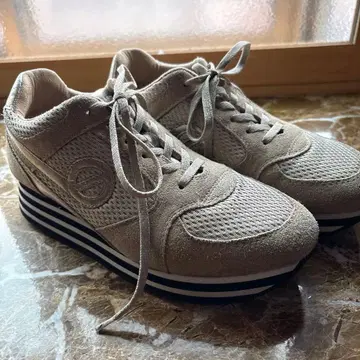 노네임 여성용 스니커즈, 베이지 스웨이드 메쉬 스니커즈