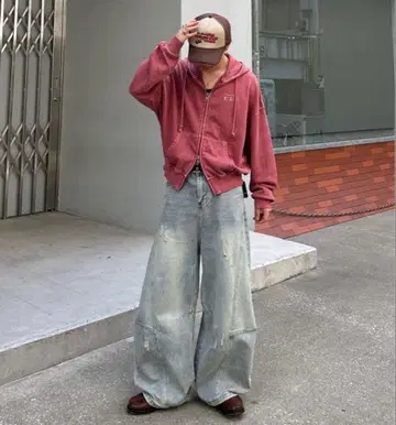 ADAMASTE 피그먼트 더블 지퍼 후디