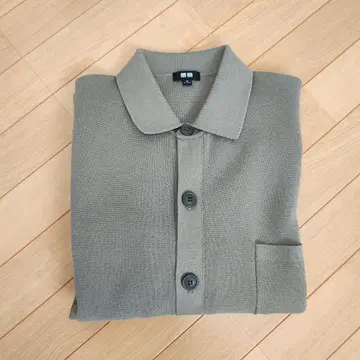 새상품 UNIQLO 밀라노 리브 셔츠 가디건 M 베이지 남성용