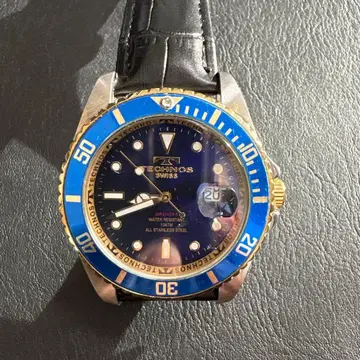 회전 베젤 다이버즈 TECHNOS 블루 골드 TAM629