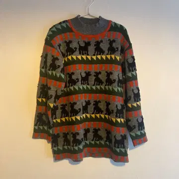 강아지 패턴 니트