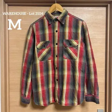 WAREHOUSE Lot 3104 플란넬 셔츠 밴드 포함 빨간색