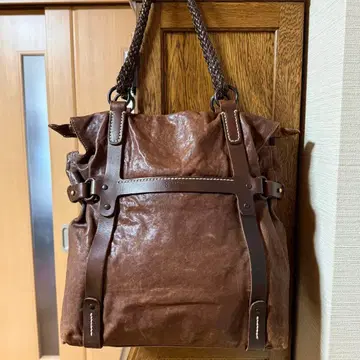 겐텐 올 가죽 토트백 뜨개질 핸들