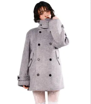 더블 브레스트 코트smyeon 미들 샤기 코트