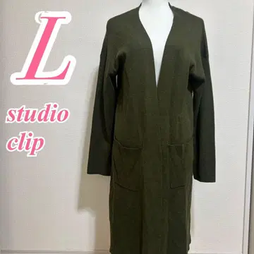 스튜디오 클립 카키 니트 가디건 L 프론트 오픈