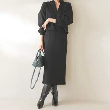 새상품 앙피로 롱 타이트 스커트 블랙 S