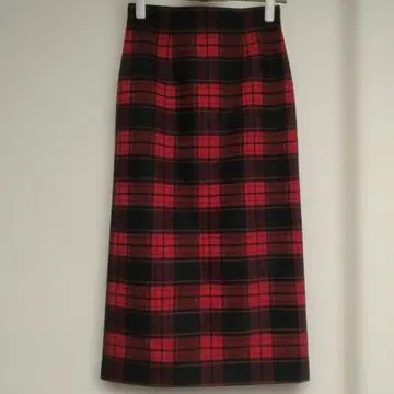 Unaca 빨간색 블랙 체크 타이트 스커트