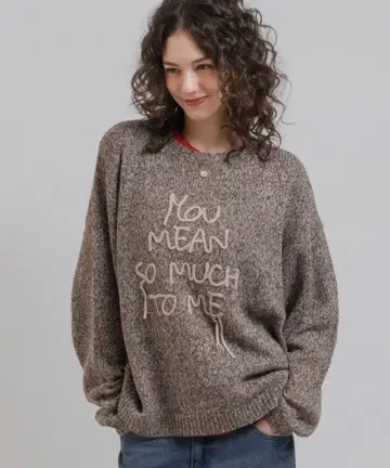 니트 스웨터 긴팔 브라운