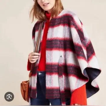 새상품급 앤솔로지 앤더슨&로스 체크 무늬 판초