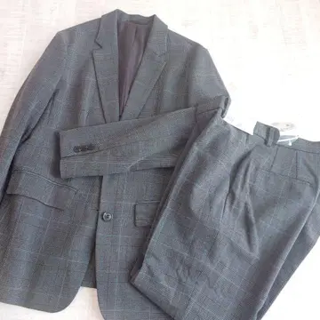 유니클로 여성용 자켓과 팬츠 다크 그레이 체크 무늬 팬츠 미사용