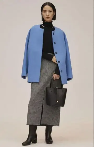 PLST 울 블렌드 리버 내로우 스커트