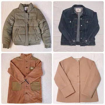 여성용 아우터 4점 묶음 판매 다운 자켓 노카라 자켓 등