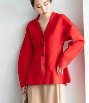 NOBLE 노블 MINA 허리 쉐이프 가디건 레드 프리 사이즈