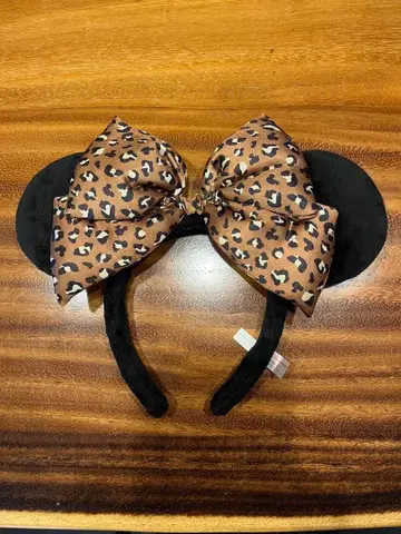 도쿄 디즈니 리조트 레오파드 무늬 리본 머리띠