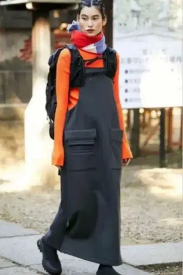 새상품 nagonstans 종이상자 에이프런 원피스 블랙