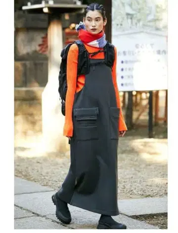 새상품 nagonstans 종이상자 에이프런 원피스 블랙