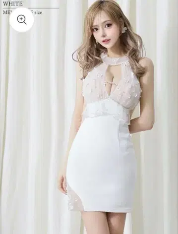 엔젤R 화이트 비즈 장식 타이트 드레스