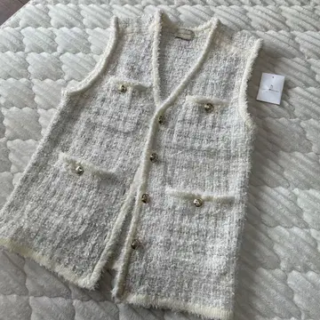 유나이티드 애로우즈 트위드 몰 파이핑 베스트 골드 버튼 교체 버튼 포함