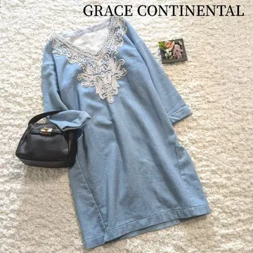 새상품급 [그레이스 콘티넨탈] 데님 코드 자수 원피스 맨투맨지
