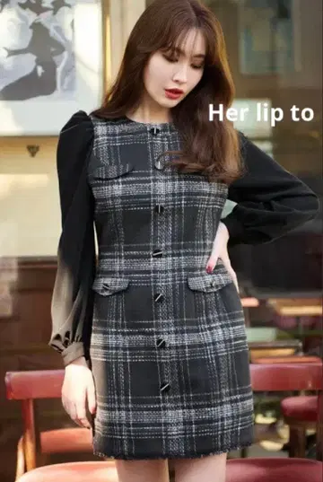 Her lip to 하립투 트위드 미니 드레스 원피스 S