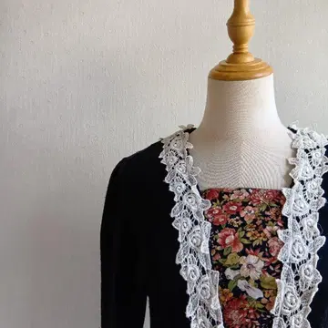 미국제 원피스 꽃무늬 레이스 리브