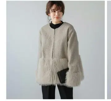 인조 모피 노카라 코트