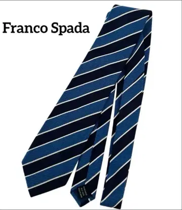 프랑코 스퍼다 실크 100 실크 넥타이 스트라이프 네이비 일본제