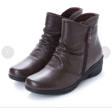 오파 숏 가죽 부츠 다크 브라운