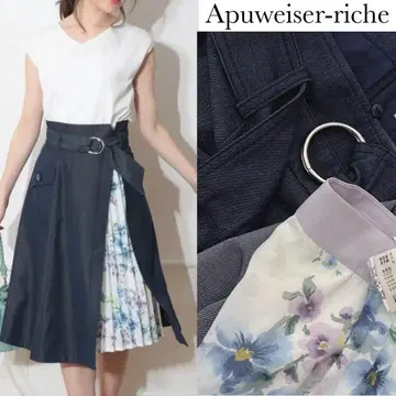 아푸와이저 리셰 3way 디자인 워크 스커트 꽃무늬 플리츠