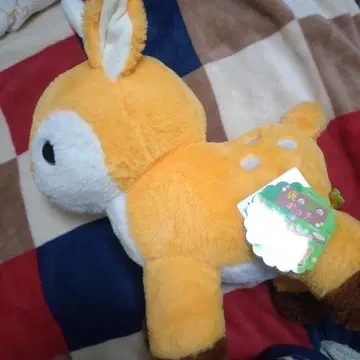 오렌지 컬러 사슴 봉제 인형