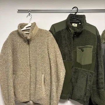 카키색 패치워크 플리스 자켓