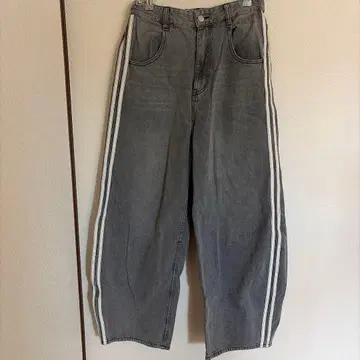 그레이 스트라이프 와이드 팬츠