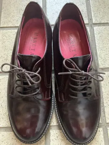 24.5cm HARUTA 에나멜 드레스 레이스 가죽 신발 다크 브라운