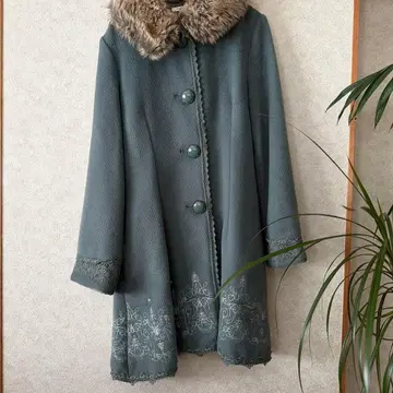 axes femme 그레이 롱 코트 퍼 포함