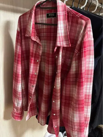 RTEG 긴팔 셔츠 X-Large 레드 체크