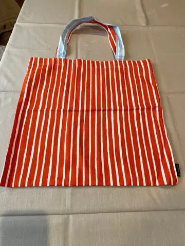 스트라이프 토트백 오렌지 스카이블루