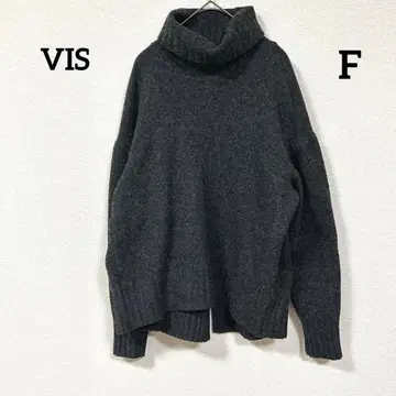 VIS 터틀넥 백 슬릿 니트 오버 사이즈