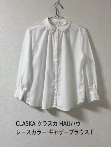 CLASKA HAU 레이스 칼라 개더 블라우스 F