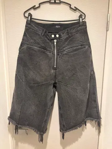 FILTH 24SS FRONT ZIP BAGGY DENIM SHORTS