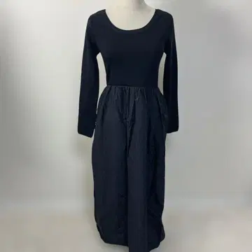 A part by 니트 도킹 코쿤 원피스 블랙 F