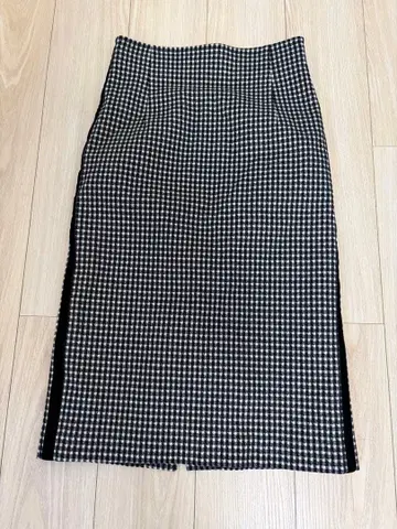 디자인웍스 체크 무늬 타이트 스커트 사이즈 38