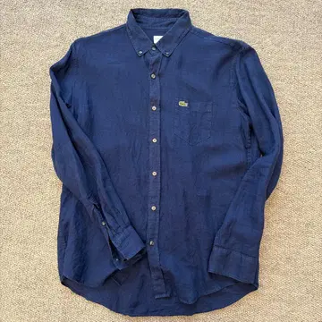 1회 사용 LACOSTE 긴팔 린넨 셔츠 네이비