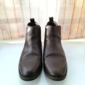 브라운 가죽 사이드 고어 부츠 첼시 부츠