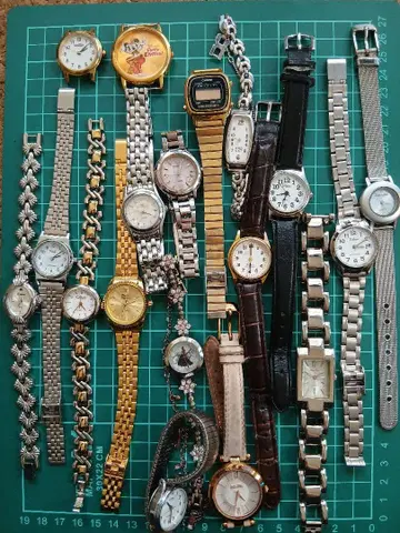 아날로그 시계 세트 실버 골드