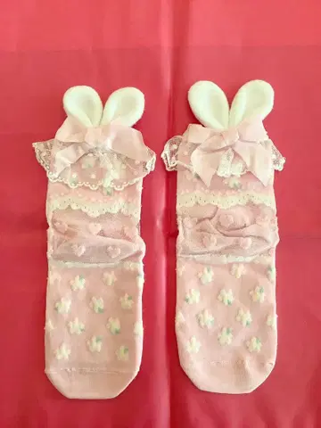 Angelic Pretty 삭스 핑크 토끼 귀